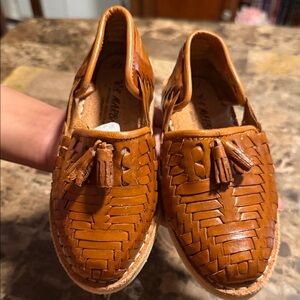 Children's Tan Woven Tassel Slip-On Loafers